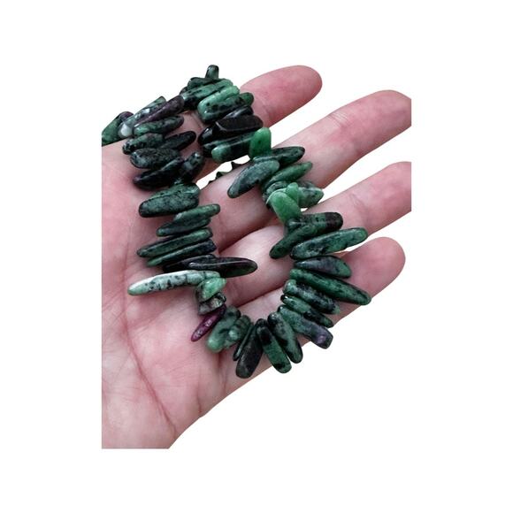 Ruby Zoisite Chip Necklace Sterling Silver Clasp - Picture 7 of 7